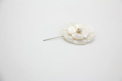 Chanel 98A Mother-of-Pearl Camellia Imitation Pearl Petal Brooch