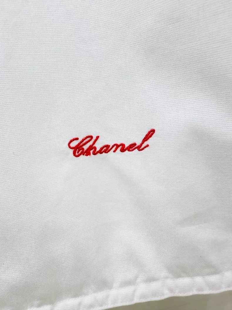 Chanel 26S white striped cropped shirt