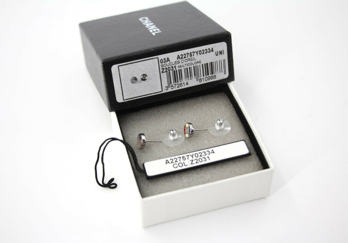 Chanel 03A Metal American Style Round Mini Clip-on Earrings