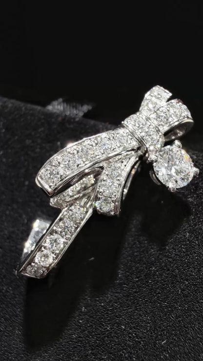 CHANEL earrings, white gold, full diamond bow, c