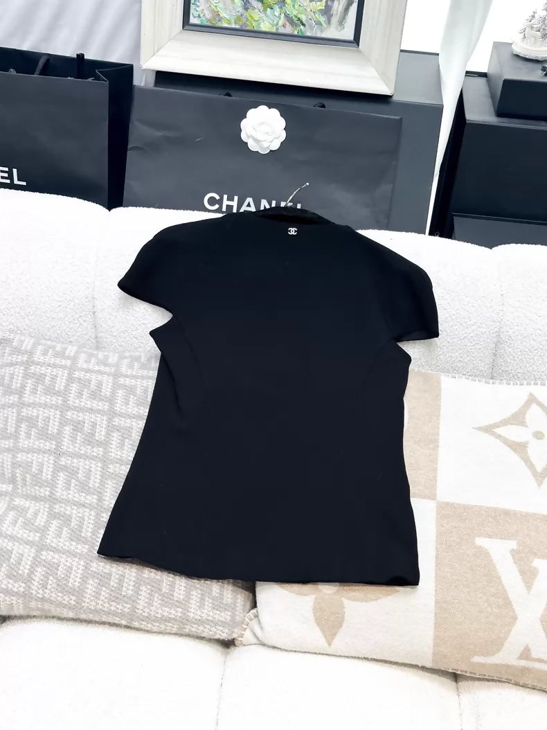Chanel 23S black bow top