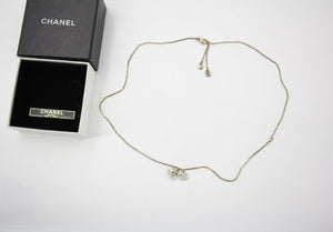 Chanel Vintage 09P Rhinestone Two CC Necklace