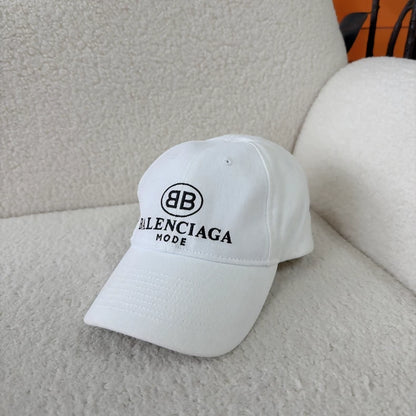 Balenciaga White Logo Embroidered Baseball Cap