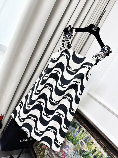 Chanel black and white dress