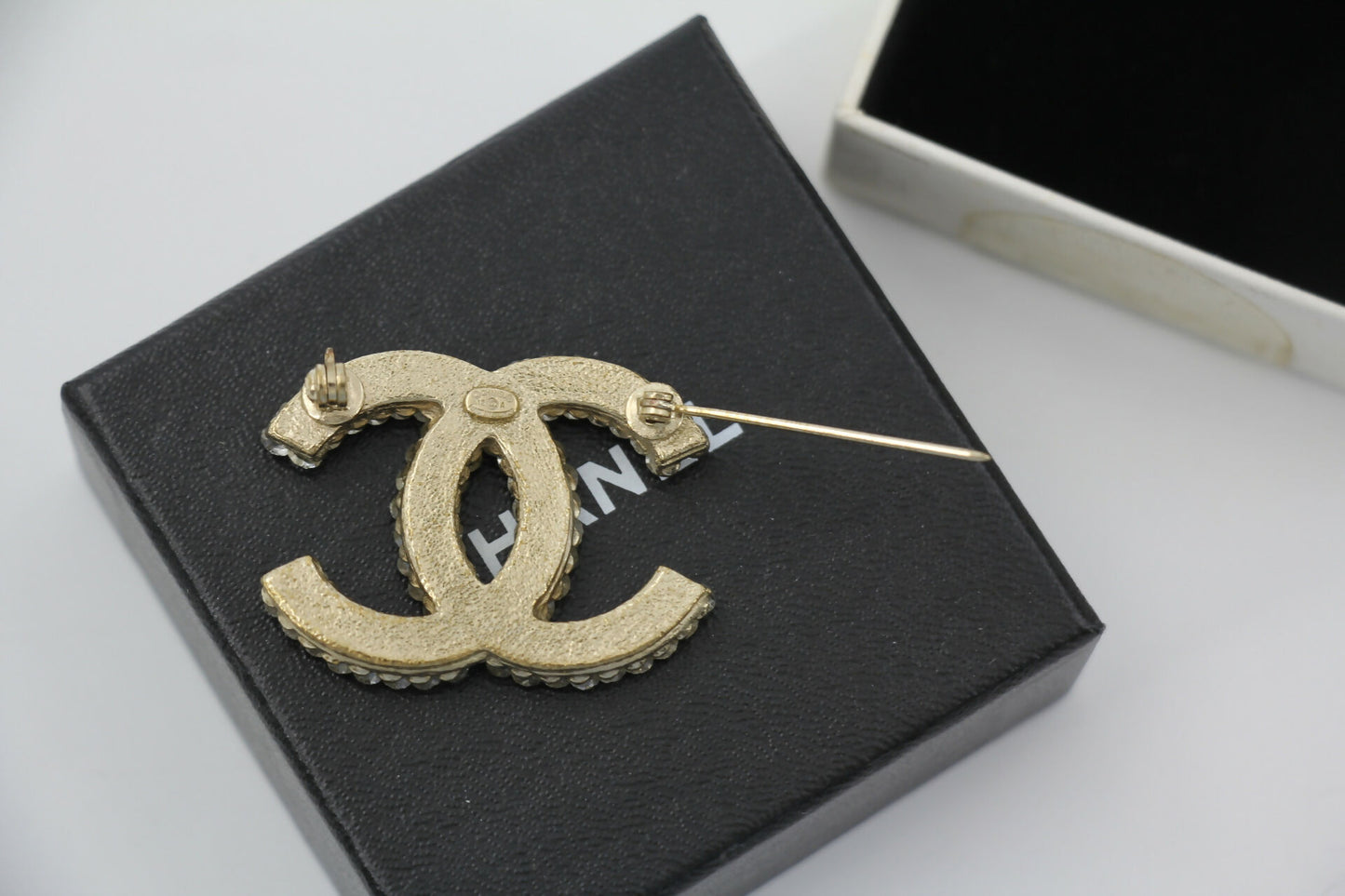 Chanel A12A Rhinestone Beige CC Brooch