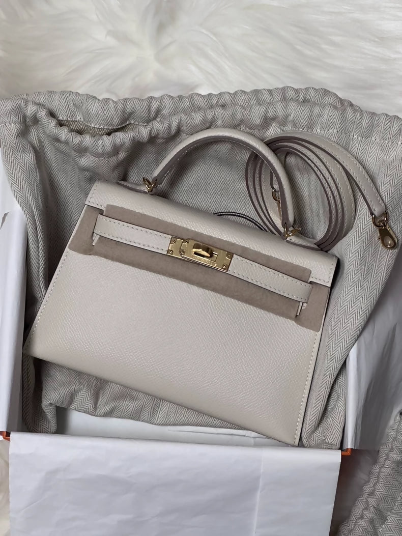 Hermes Mini Kelly 20 craie epsom leather gold hardware