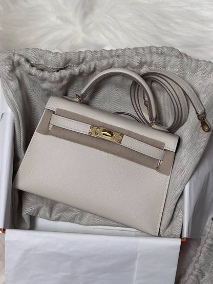 Hermes Mini Kelly 20 craie epsom leather gold hardware