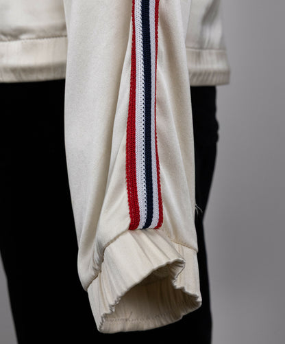 Chanel 2002 Spring/Summer Vintage Cream CC Logo Star Bomber Jacket