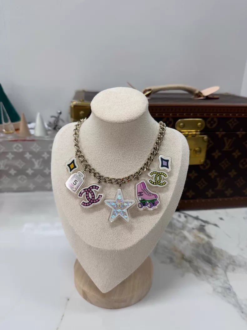 Chanel 24C Limited Edition charms Acrylic Colourful Choker Necklace