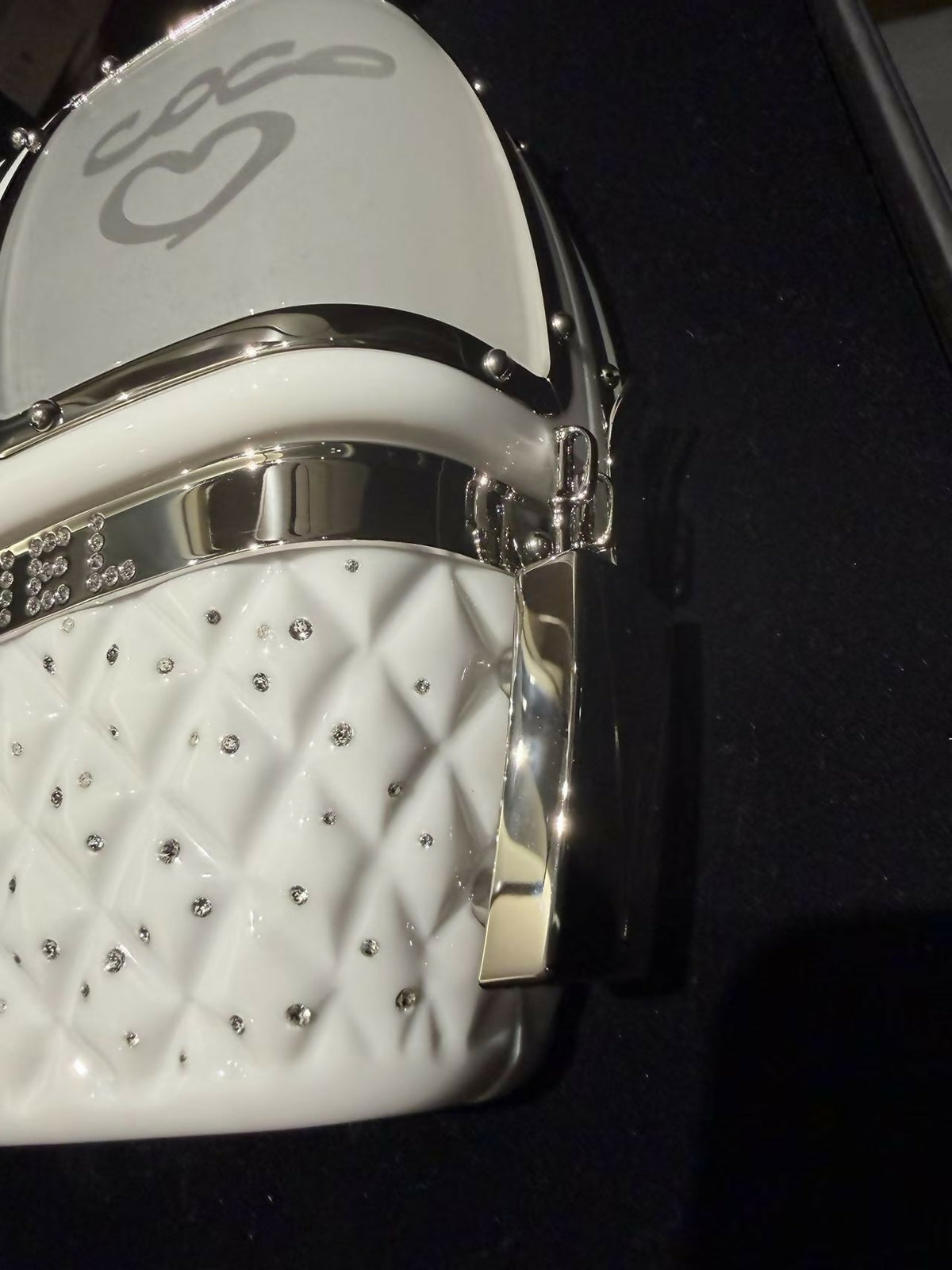 Chanel 2019 Limited Edition Ski Cable Car / Gondola Lift Minaudière Clutch Bag White Resin & Strass Silver Hardware