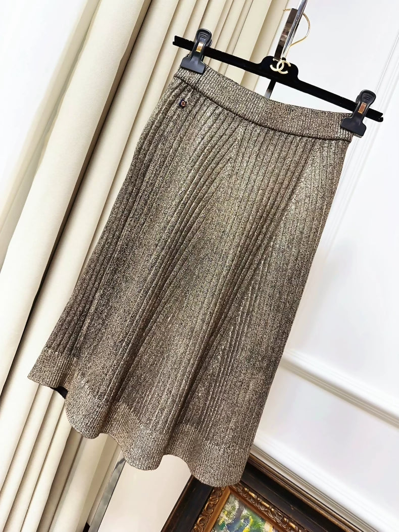 Louis Vuitton gold mesh midi skirt