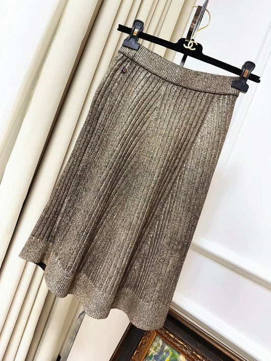 Louis Vuitton gold mesh midi skirt