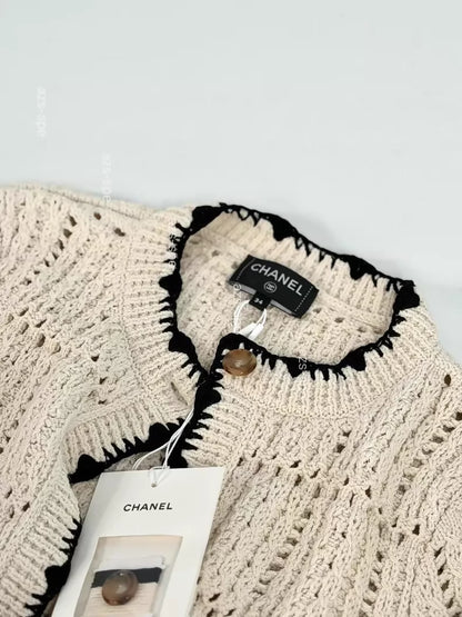 Chanel 26P Black and White Cardigan