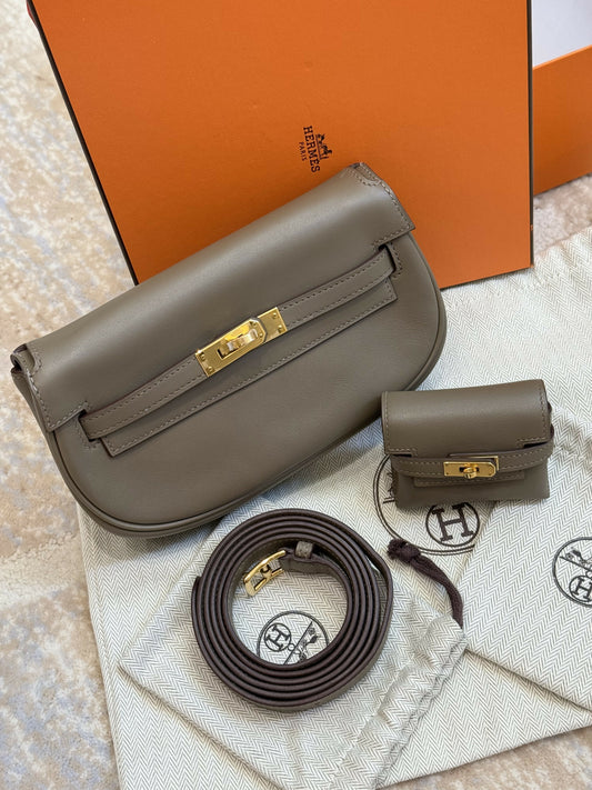 Hermès Kelly Moove Étoupe Swift Leather with Gold Hardware