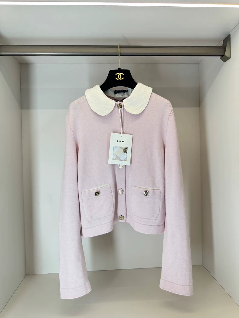 Chanel 25B Pink Knit Cardigan
