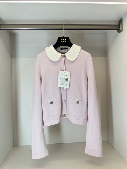 Chanel 25B Pink Knit Cardigan