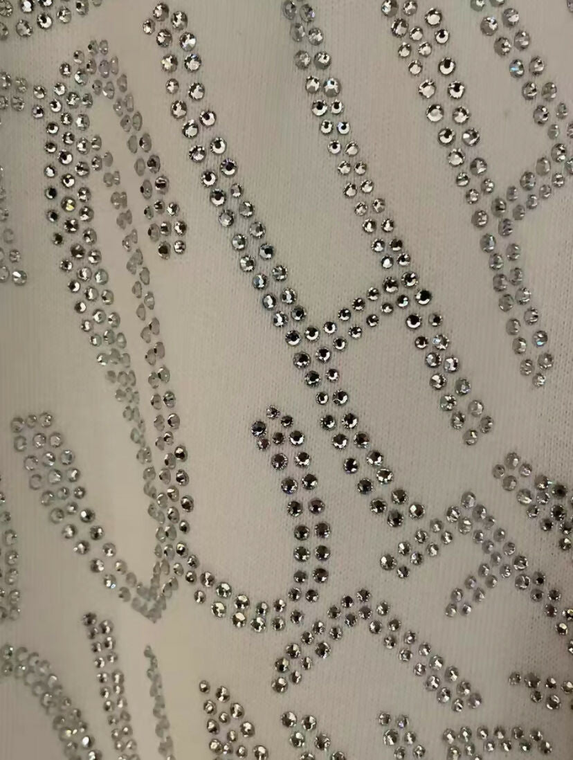 Chanel NWT 21N Coco Niege Swarovski CC White SweatPants Warm Winter Sport Pants FR 34