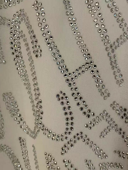 Chanel NWT 21N Coco Niege Swarovski CC White SweatPants Warm Winter Sport Pants FR 34