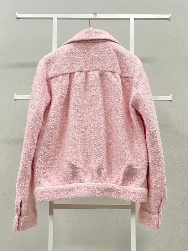Chanel 23 camellia button tweed jacket