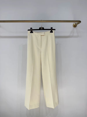 Loro Piana 100% Wool Cream White Wide-Leg Pants