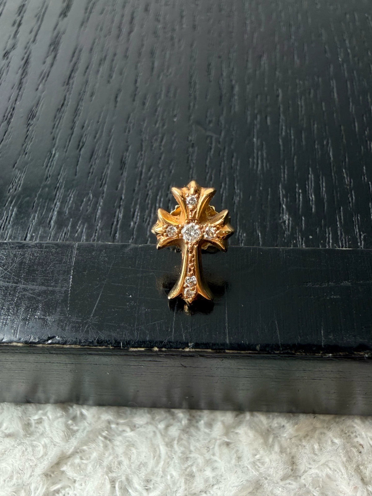 Chrome Hearts 22k Gold Diamond Cross Earrings