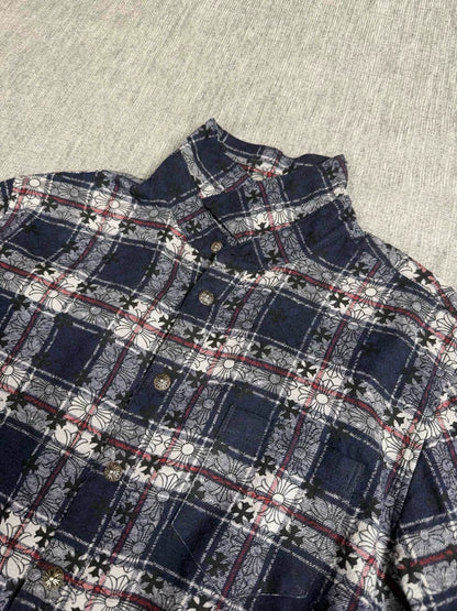 Chrome Hearts blue cross-pattern all-over print shirt/jacket