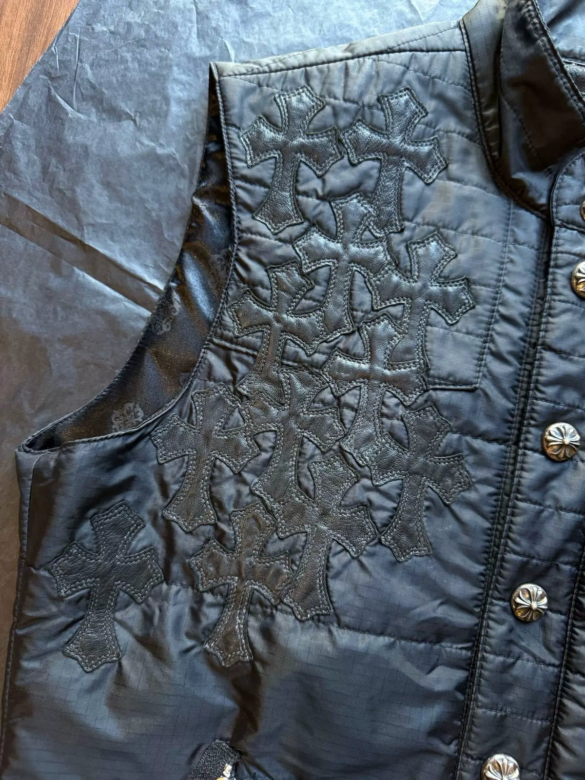 Chrome Hearts multi-cross patchwork leather vest
