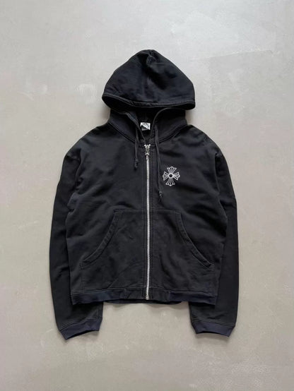 Chrome Hearts zip-up sweatshirt with vine cross pattern on the back