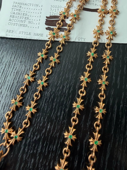 Chrome Hearts 22k gold emerald Necklace