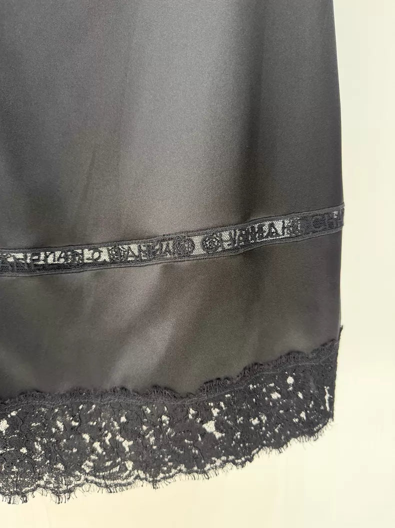 Chanel 25B Satin Midi Skirt