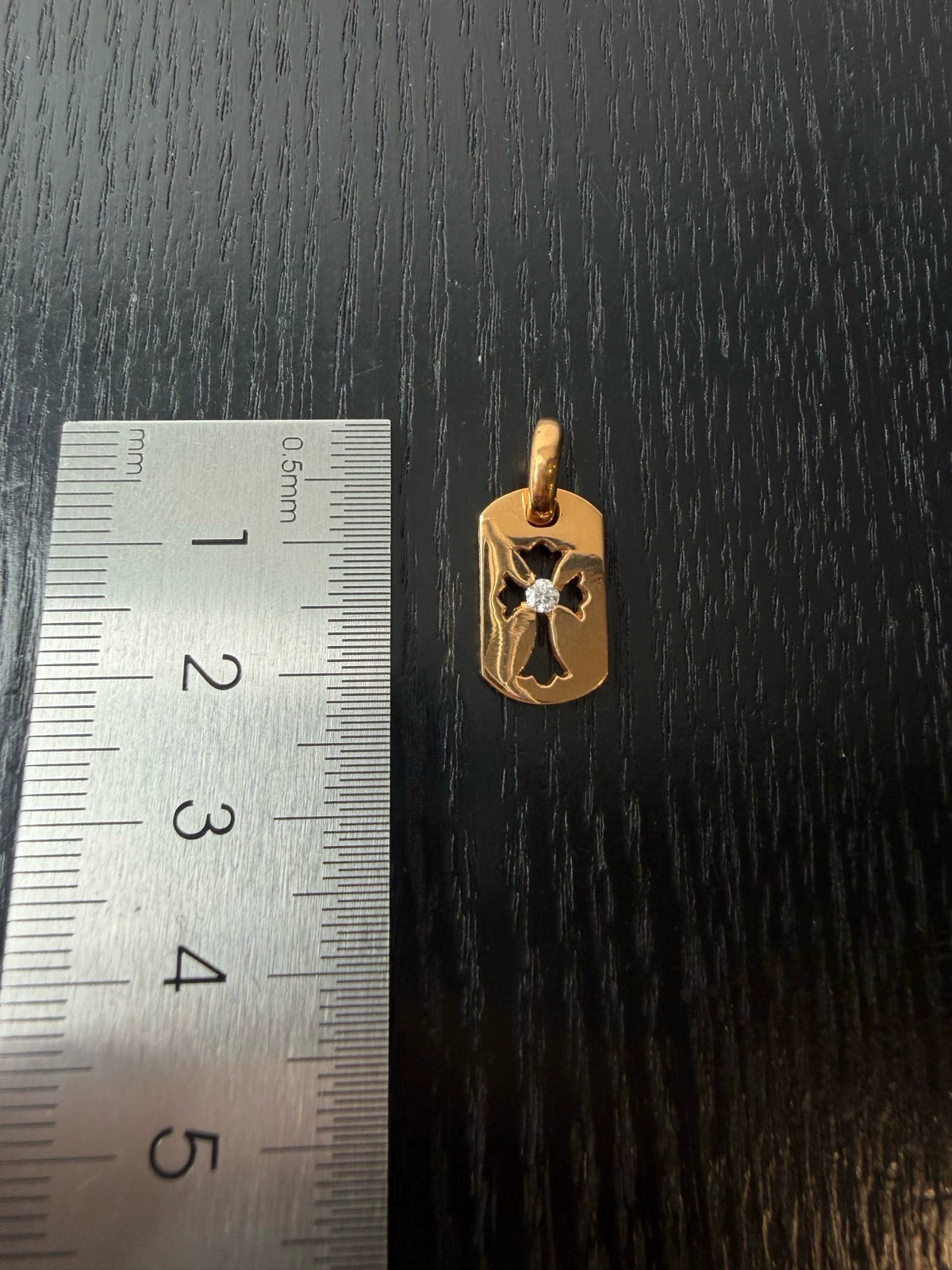 Chrome Hearts 22k gold diamond dog tag pendant