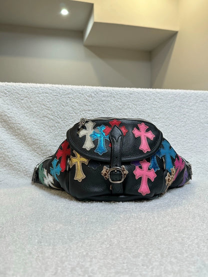 Chrome Hearts leather cross patch waist bag