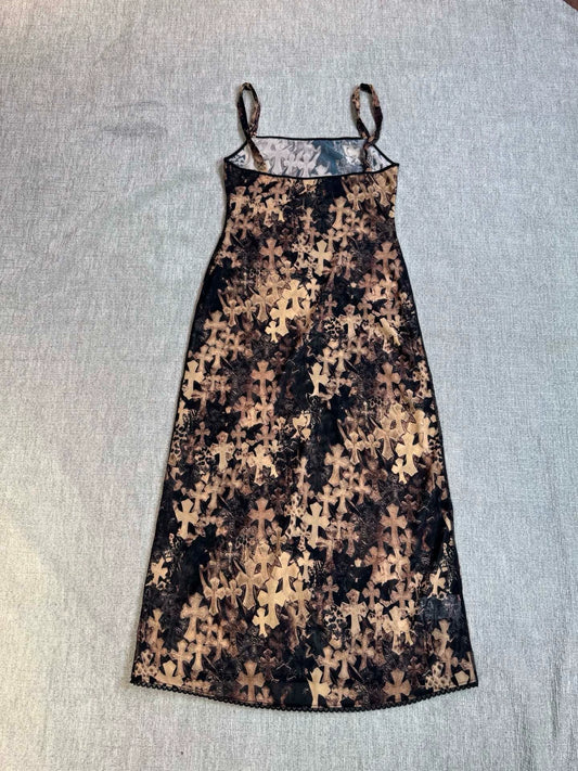 Chrome Hearts cross print suspender maxi dress