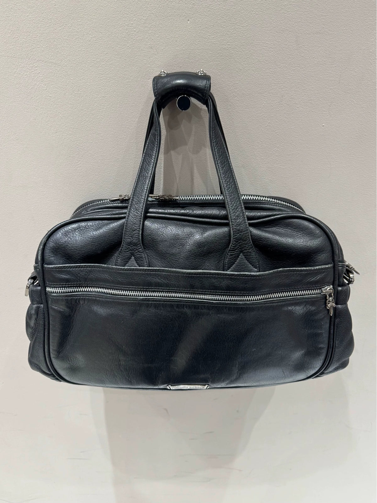 Chrome Hearts "CH BABY" Cross-Patterned Leather Crossbody Travel Messenger Bag