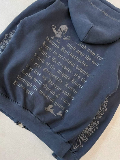 Chrome Hearts Multi-Element Foti Floral Print Waffle-Lined Zip-Up Sweatshirt Jacket