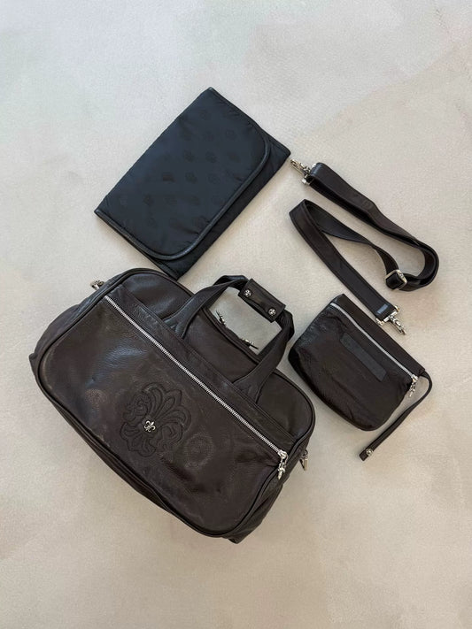Chrome Hearts Scout Flower Silver-plated Leather Handbag & Crossbody Travel Messenger Bag