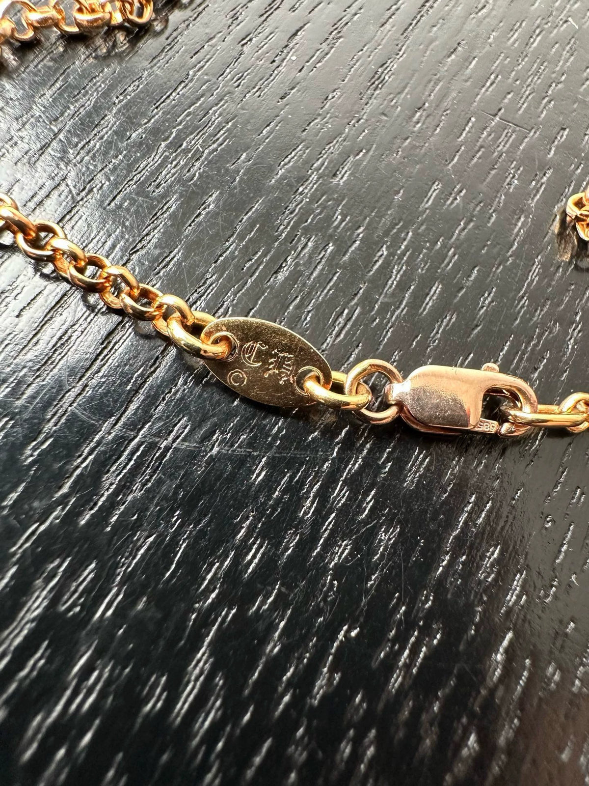 Chrome Hearts 22k Gold Diamond Brooch Rollchain Necklace