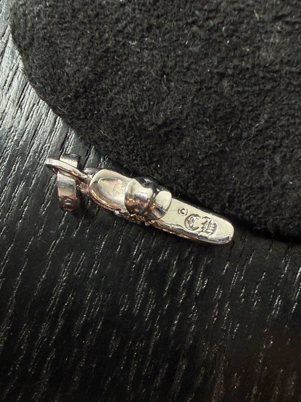 Chrome Hearts 18k white gold and diamond babyfat cross pendant