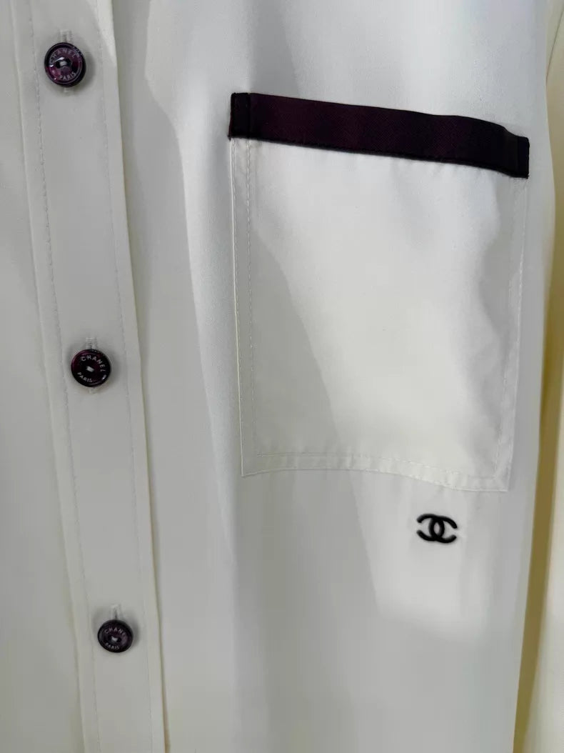 Chanel 26P light yellow silk shirt
