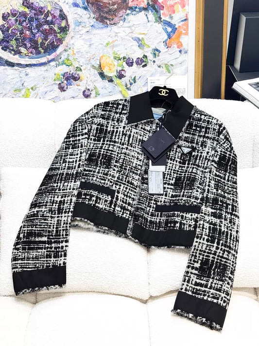 Prada black and white tweed jacket