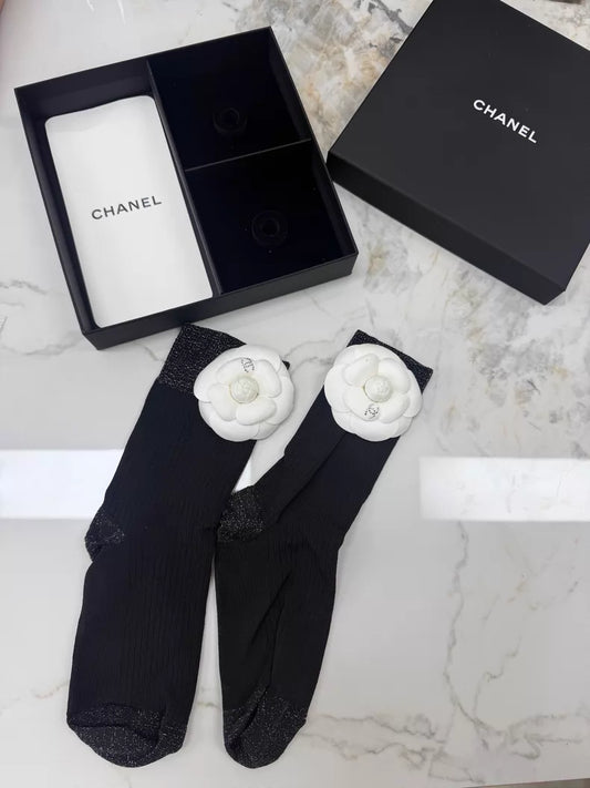 Chanel 25P Camellia Socks