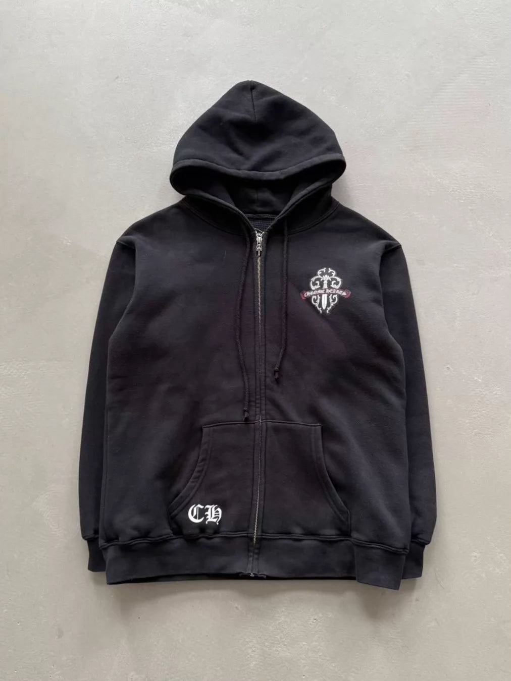 Chrome Hearts Camouflage Sword Scroll Print Waffle-Lined Zip-Up Hoodie