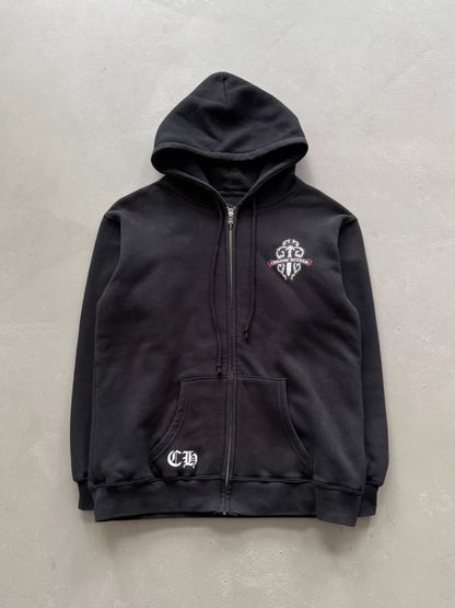 Chrome Hearts Camouflage Sword Scroll Print Waffle-Lined Zip-Up Hoodie