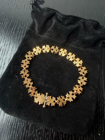 Chrome Hearts 22k gold CH Plus cross flower bracelet