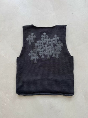 Chrome Hearts Cross-Patterned Wool Knitted Zipper Vest