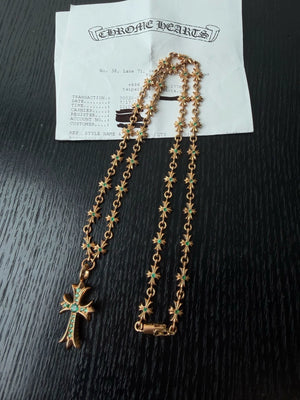 Chrome Hearts 22k gold emerald Necklace