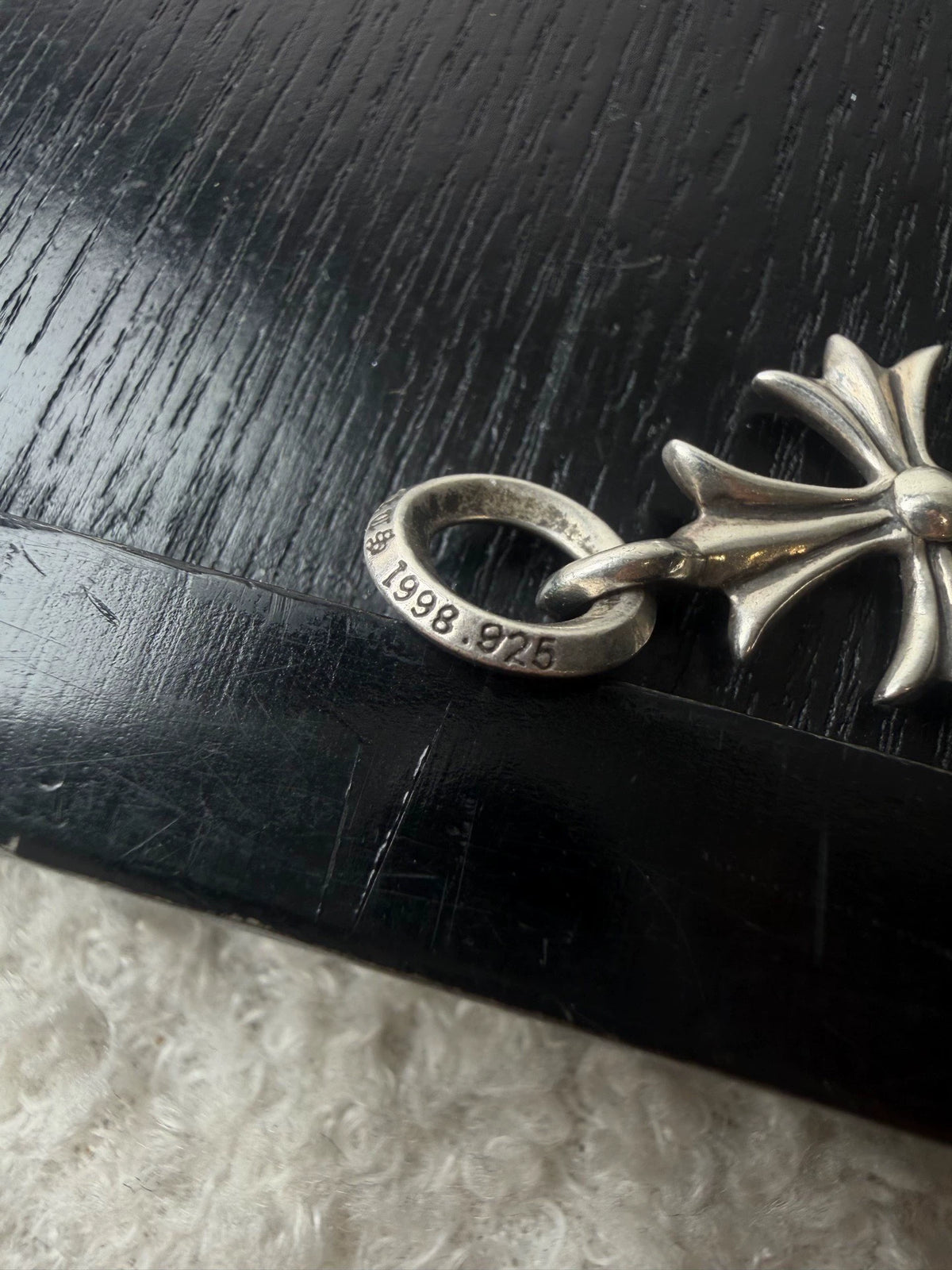 Chrome Hearts Sterling Silver Diamond Tiny Cross Pendant