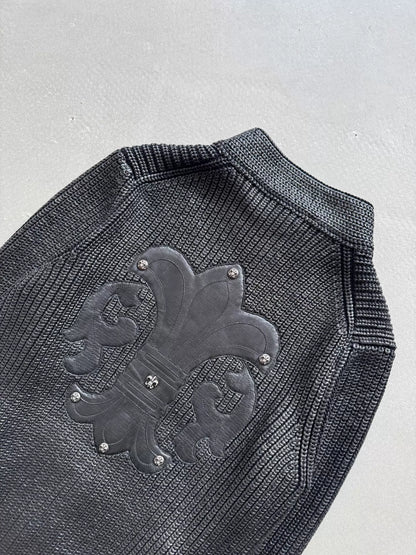 Chrome Hearts wool knit special coated scout patch leather Jacket