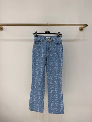 Chanel CC logo light blue jeans