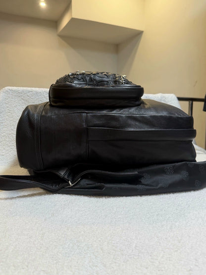 Chrome Hearts black leather backpack